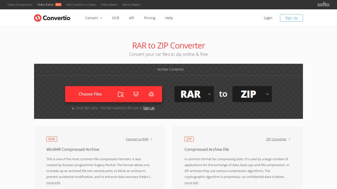 RAR to ZIP (Online & Free) — Convertio